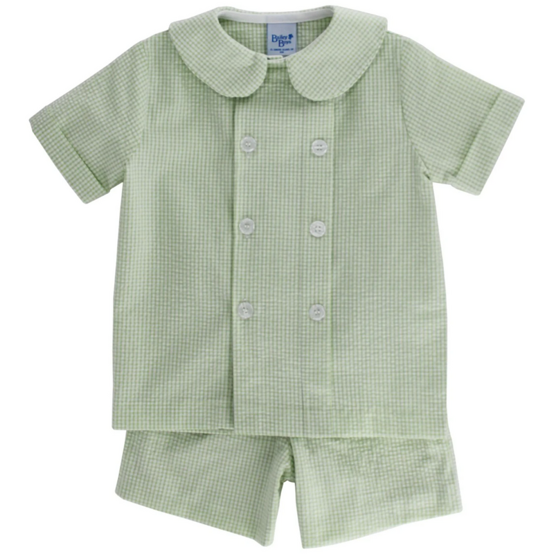 BAILEY BOYS GRASS SEERSUCKER-DRESSY SHORT SET