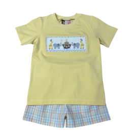 BANANA SPLIT Noah's Ark Smocked Boys Short Set