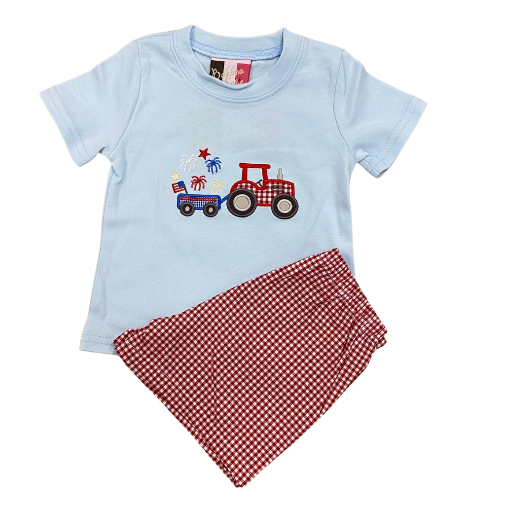 BANANA SPLIT Patriotic Tractor Boys Short Set