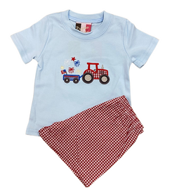 BANANA SPLIT Patriotic Tractor Boys Short Set