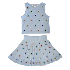 ROCKWILDE JEWELED SKIRT SET-BLUE