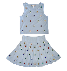 ROCKWILDE JEWELED SKIRT SET-BLUE