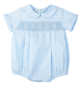 FELTMAN BROTHERS SMOCKED EMB DIAMOND CREEPER-BLUE