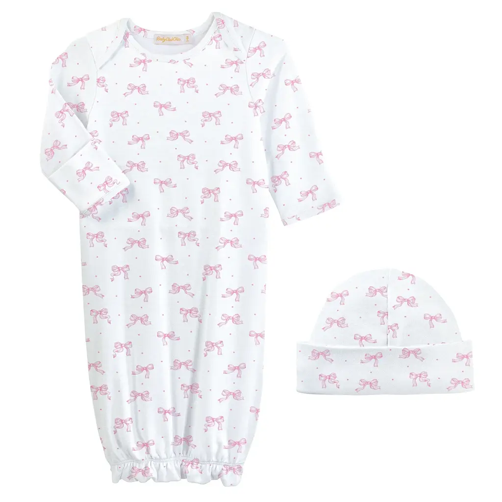BABY CLUB CHIC tiny pretty bows gown and hat set