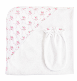 BABY CLUB CHIC sweet bows hooded towel w/mitt set 31'x28'