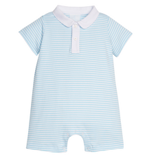 LITTLE ENGLISH Peter Pan Polo Romper - Sky Stripe