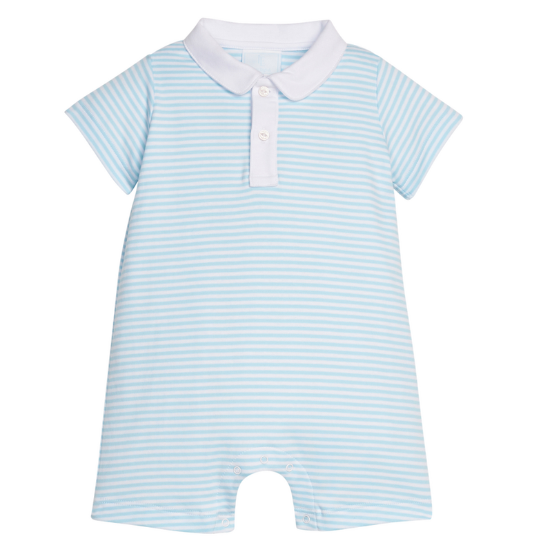 LITTLE ENGLISH Peter Pan Polo Romper - Sky Stripe