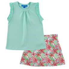 J.BAILEY SUMMER TEE-SEAGLASS W/SKORT-PAGODA PINK SEA STARS