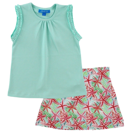 J.BAILEY SUMMER TEE-SEAGLASS W/SKORT-PAGODA PINK SEA STARS