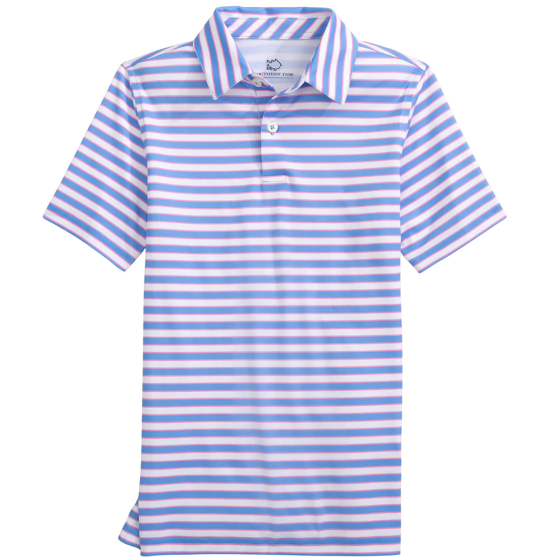 SOUTHERN TIDE BOYS DRIVER WATERWAY STRIPE PERF POLO