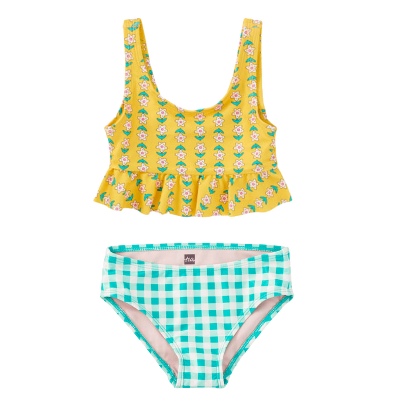 RUFFLE TANKINI TOP W/BIKINI BOTTOMS