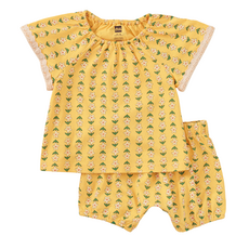 PRINTED CROCHET TRIM BABY SET