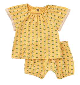 PRINTED CROCHET TRIM BABY SET