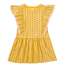 CROCHET TRIM RUFFLE DRESS