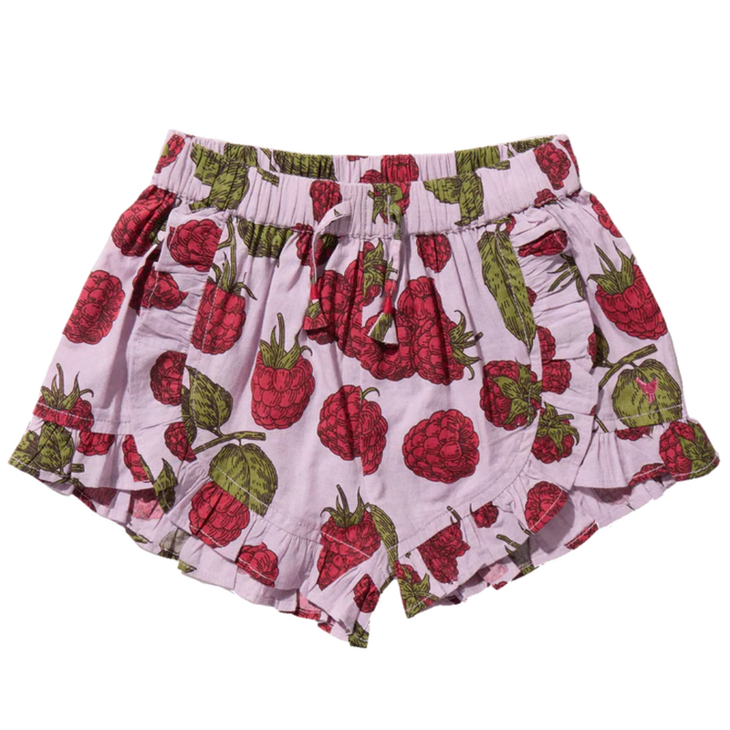 PINK CHICKEN Girls Millie Ruffle Short - Lavender Raspberries