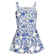 Hannah Banana Mosaic Romper-Blue