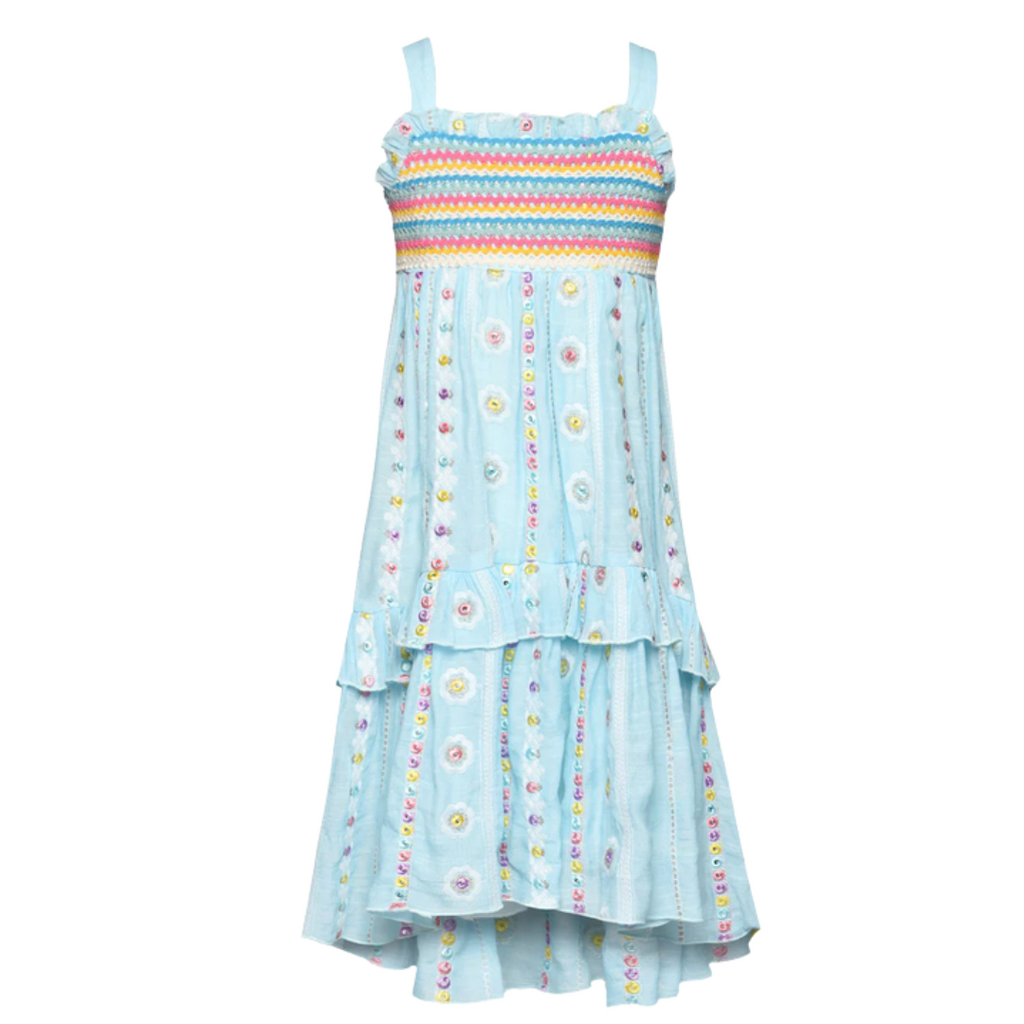 Hannah Banana Empire Waist Dress-Turquiose Multi