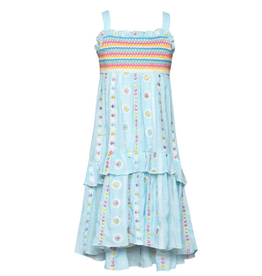 Hannah Banana Empire Waist Dress-Turquiose Multi