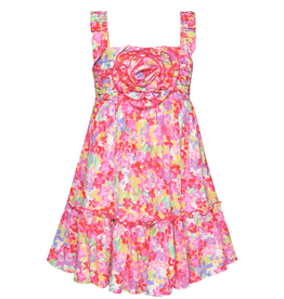Hannah Banana Floral Print Dress w/Rosette