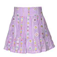 Hannah Banana Lilac Skirt with Embroidered Flowers