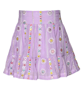 Hannah Banana Lilac Skirt with Embroidered Flowers