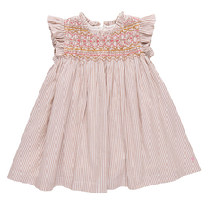 PINK CHICKEN Girls Stevie Dress - Tawny Brown Stripe