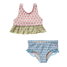 PINK CHICKEN girls palmer tankini - multi prairie block print