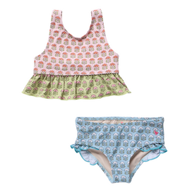 PINK CHICKEN girls palmer tankini - multi prairie block print