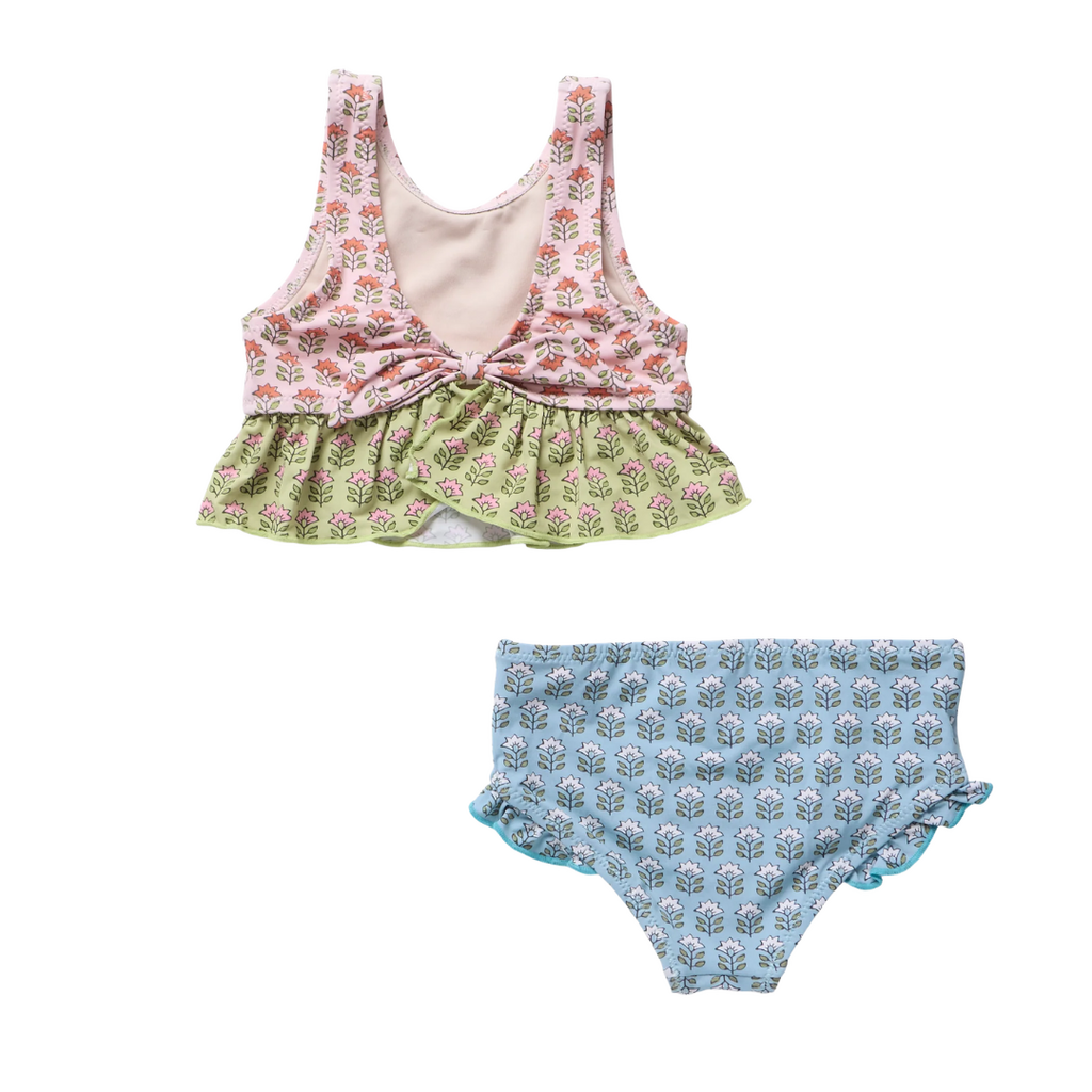 PINK CHICKEN girls palmer tankini - multi prairie block print