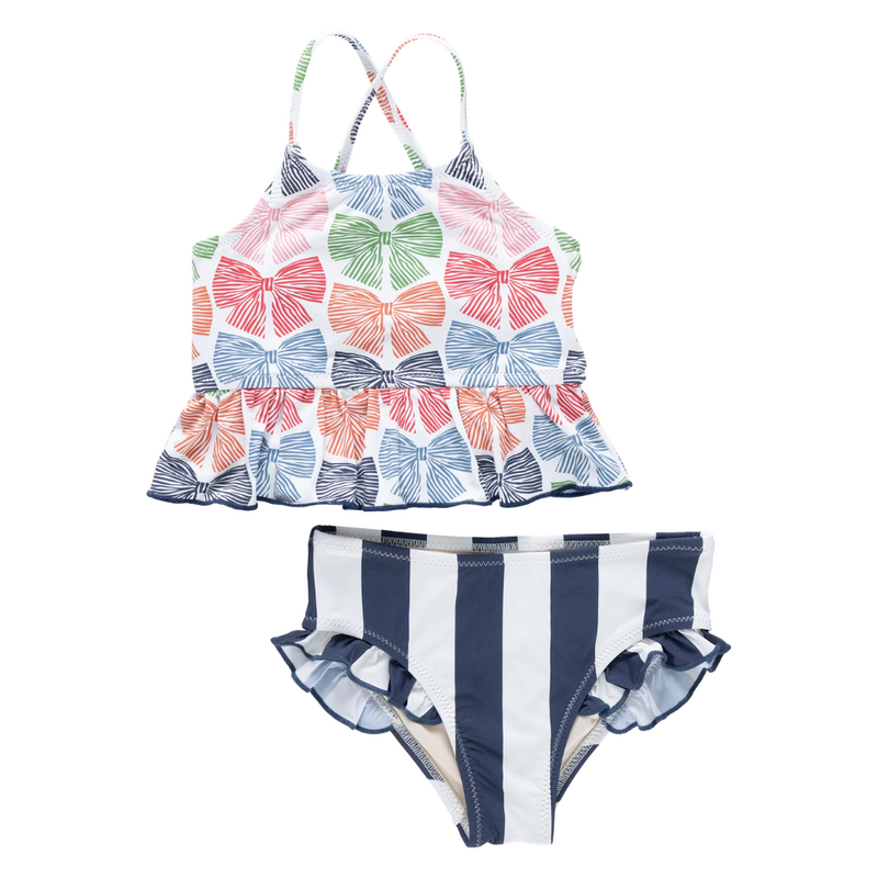 PINK CHICKEN Girls Joy Tankini - Multi Bows