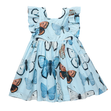 PINK CHICKEN girls adaline dress - blue vintage butterflies