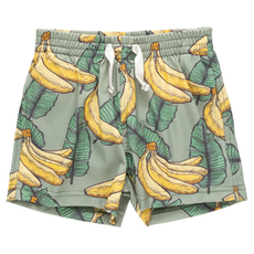 PINK CHICKEN Boys Swim Trunk - Green Banana Leaves
