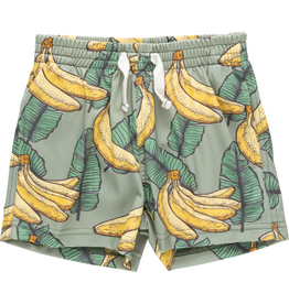 PINK CHICKEN Boys Swim Trunk - Green Banana Leaves