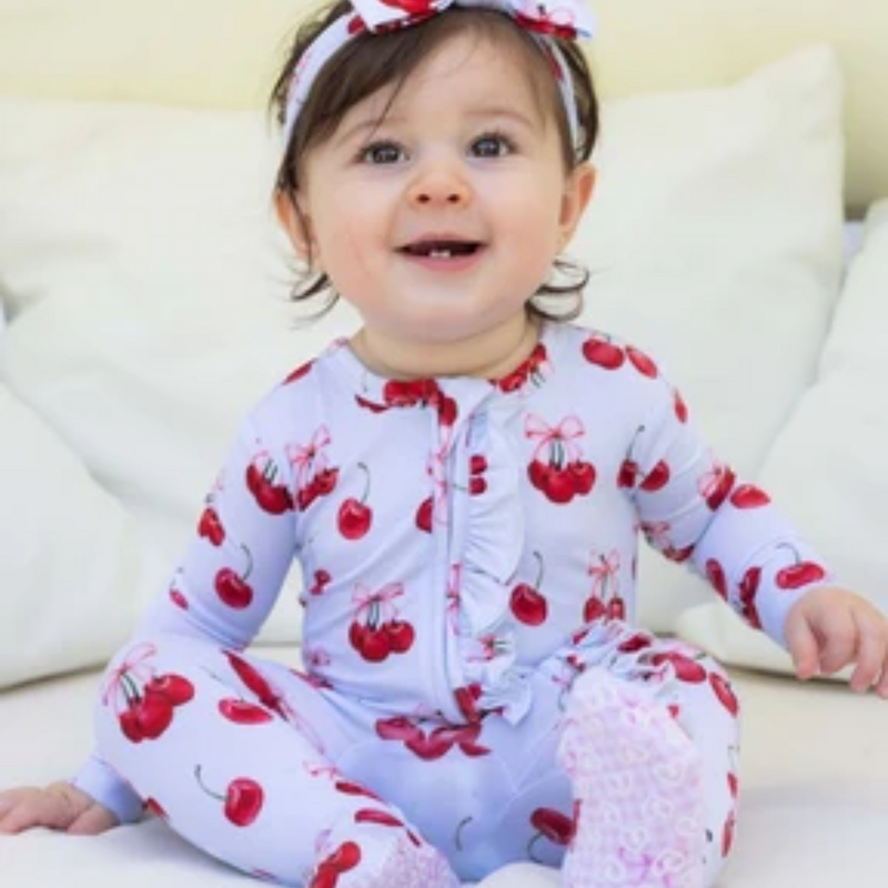 LEV BABY ALICE RUFFLED ZIPPERED FOOTIE