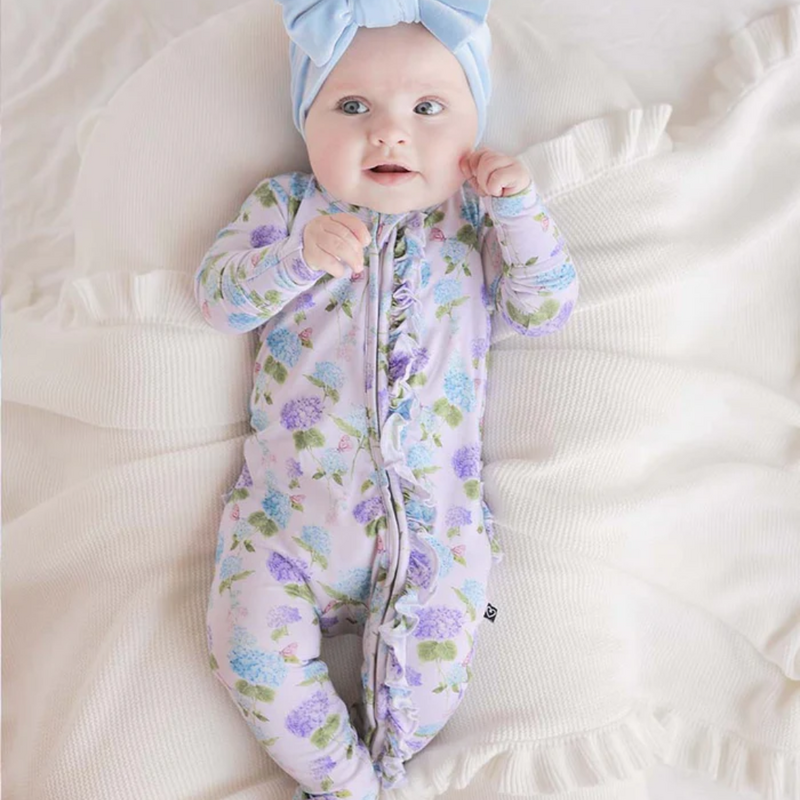 LEV BABY COLETTE RUFFLED ZIPPERED FOOTIE