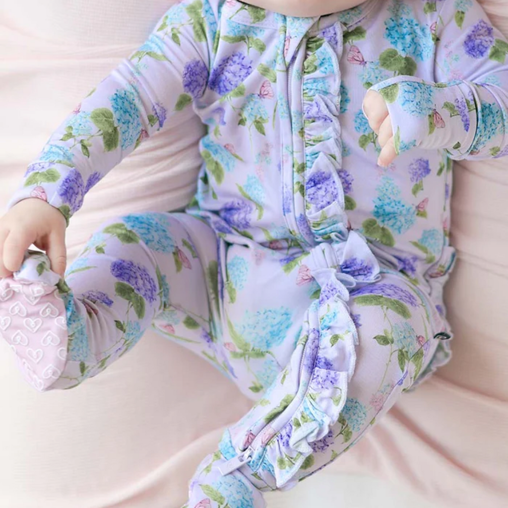 LEV BABY COLETTE RUFFLED ZIPPERED FOOTIE