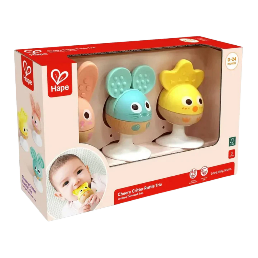 HAPE CHEERY CRITTER RATTLE TRIO