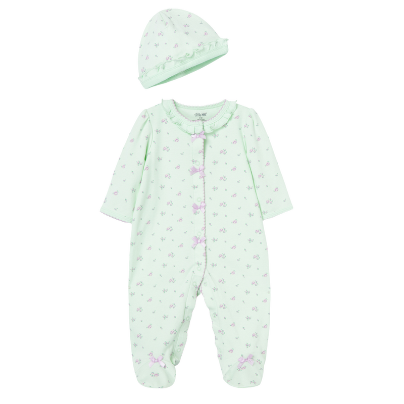 Little Me petite roses footie/hat