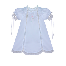 BABY SEN GRACE DRESS-BLUE W/DIAPER COVER