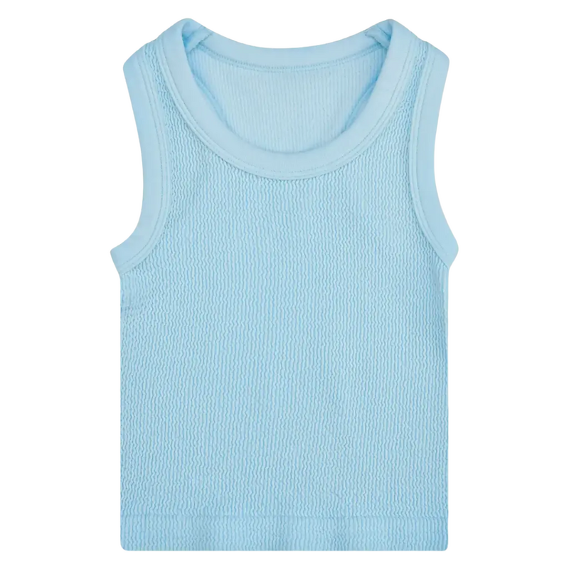 ISCREAM LIGHT BLUE SMOCKED RACERBACK TANK TOP