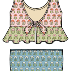 PINK CHICKEN girls palmer tankini - multi prairie block print