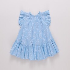 PINK CHICKEN girls harper dress - blue dewdrop block print