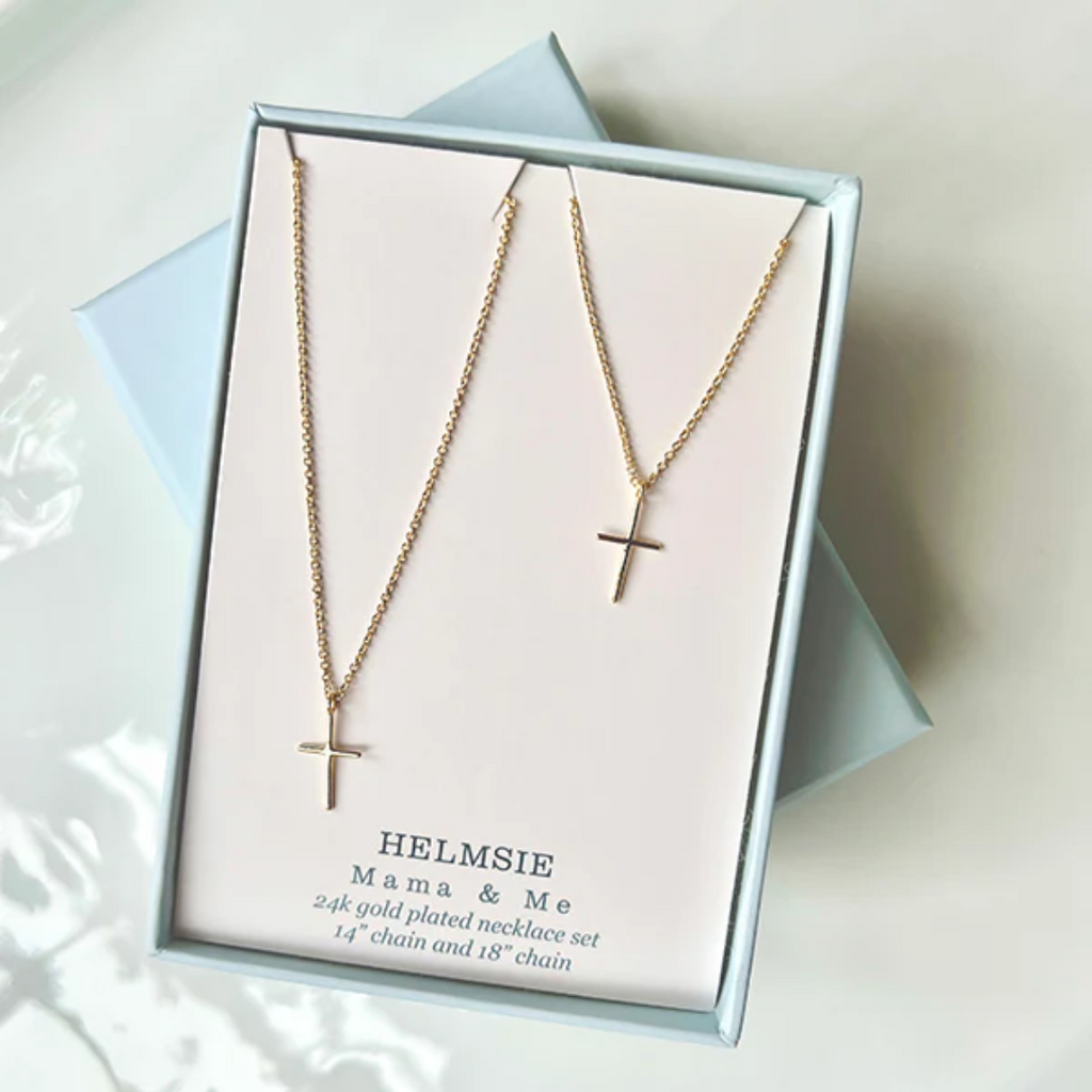 HELMSIE Mama & Me Cross Necklace Set
