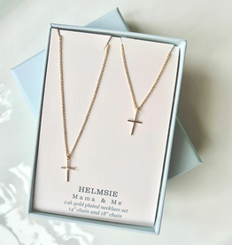 HELMSIE Mama & Me Cross Necklace Set