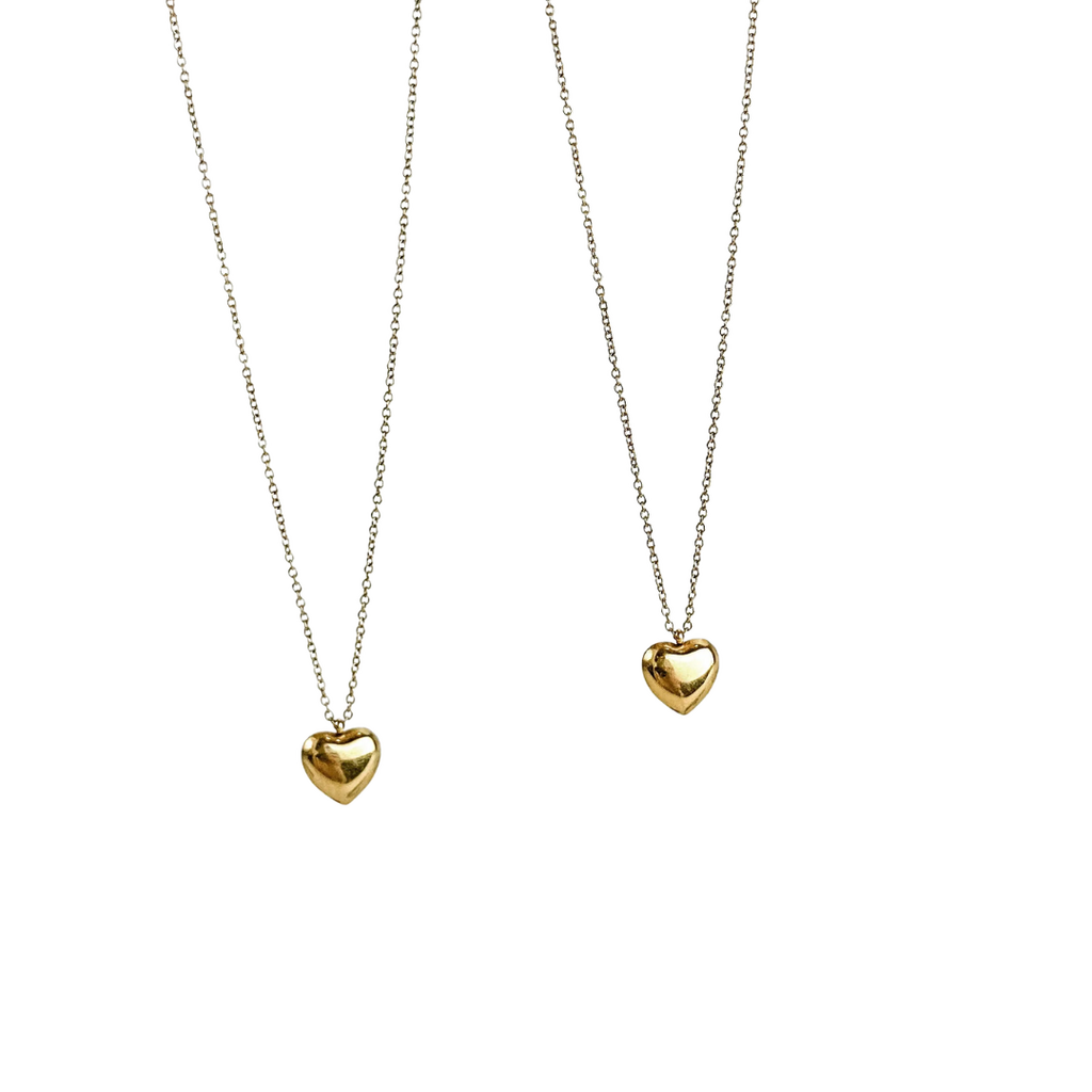 HELMSIE Mama & Me Puff Heart Necklace Set