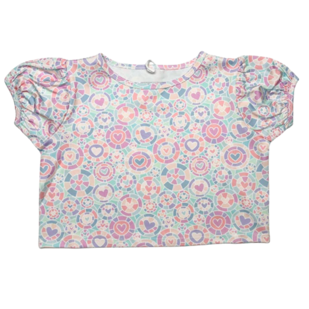 HONESTY Kalidescope Heart Puff Sleeve Top