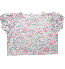 HONESTY Kalidescope Heart Puff Sleeve Top