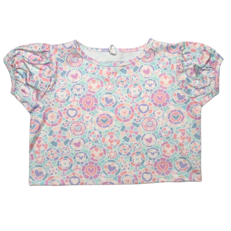 HONESTY Kalidescope Heart Puff Sleeve Top