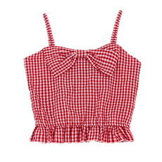 FLOWERS BY ZOE Girls Red & White Gingham Top