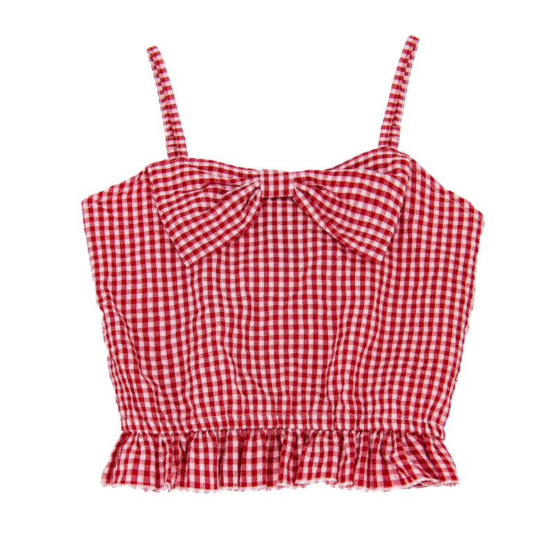 FLOWERS BY ZOE Girls Red & White Gingham Top